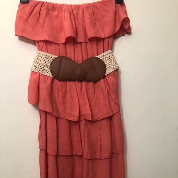 STRAPLESS ORANGE DRESS - Picture 4 of 6